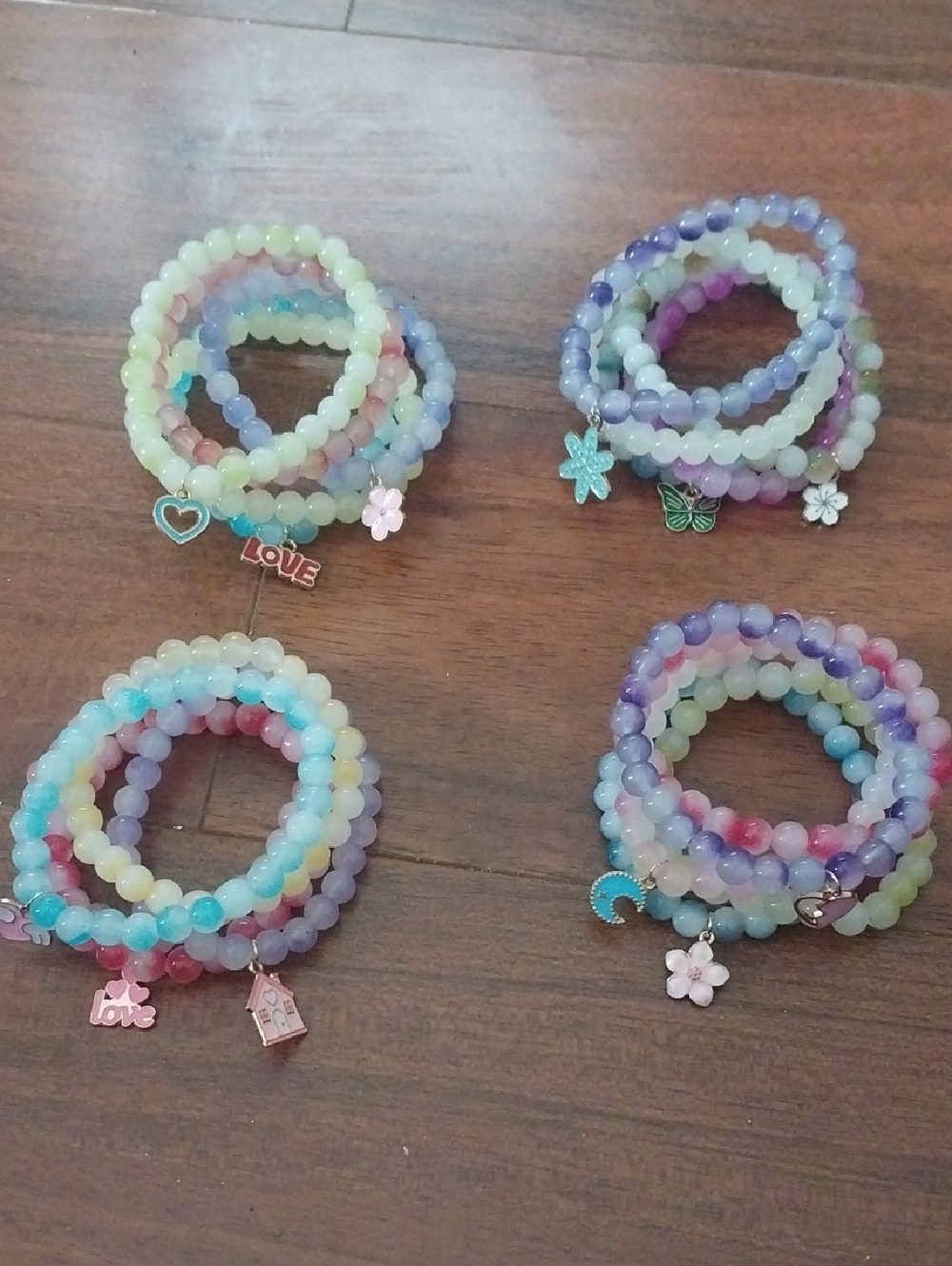 Tresor Colorful Beaded Charm Bracelets Set With Charms
